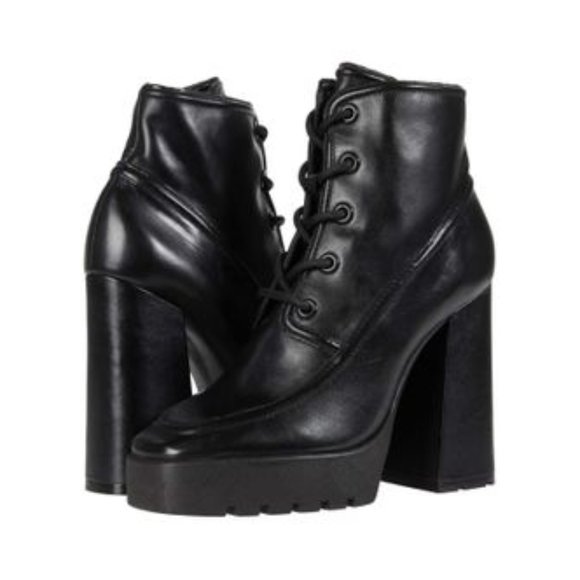 SCHUTZ Taliani Black Leather Lace Up Platform Boots 8 - Picture 10 of 10